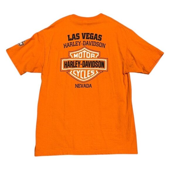 HARLEY DAVIDSON Las Vegas Nevada Orange Motorcycle Biker Tee Shirt Mens Medium - Picture 2 of 7